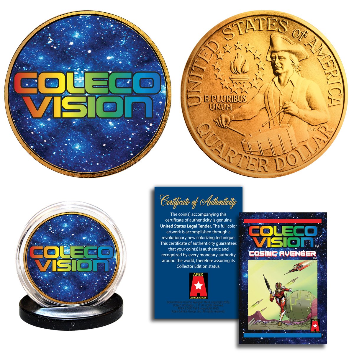 #ColecoVision fans! Here's the first-ever 'ColecoVision Cosmic Avenger' collectible coin! Available exclusively at the comic book's Kickstarter: kickstarter.com/projects/apexc… #cosmicavenger #comicbook #cosplay #irelandreidcosplay #apexcomicsgroup @ApexComicsPubs @ColecoVision_