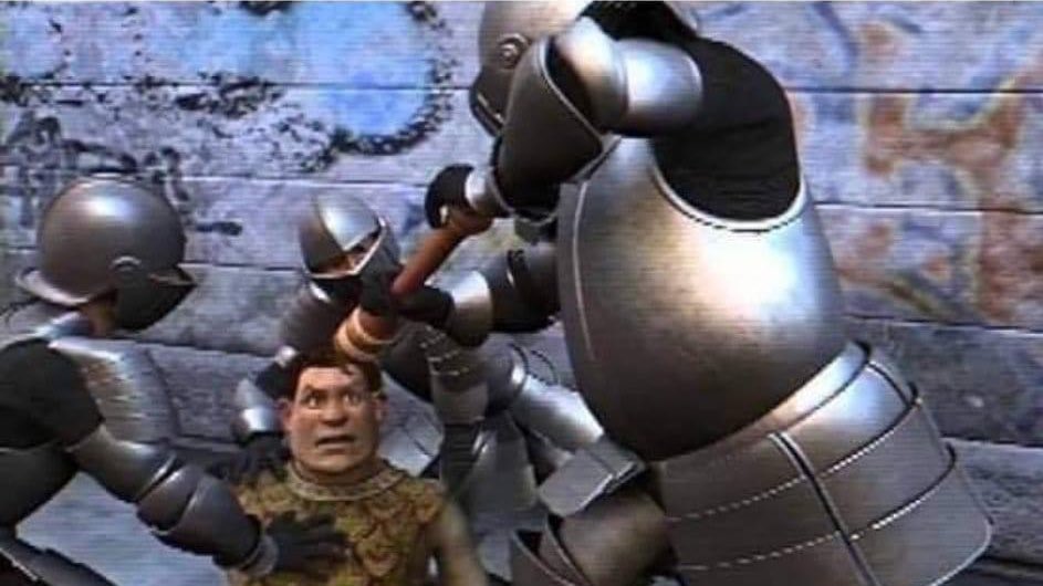 alcrsk's tweet image. em "Shrek 2", como o spray de pimenta ainda não tinha sido inventado, os policiais jogam pimenta com um moedor nos olhos de Shrek.