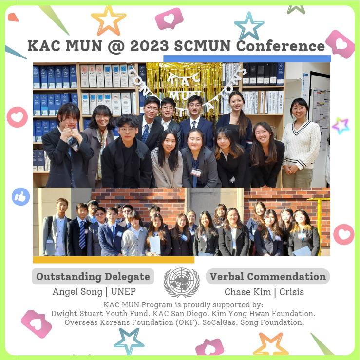 thekacla's tweet photo. Congratulations to our #MUN students who took home two (2) outstanding awards from University of Southern California MUN Conference (SCMUN). We are so proud of our students who represented their committees as top delegates.
#theKACLA #ModelUN #SCMUN #Leadership #civicengagement https://t.co/JGfiCgi2Bw