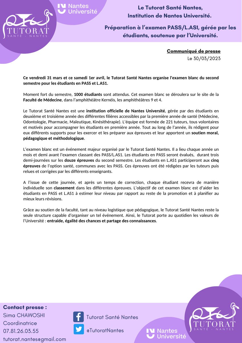 Tutorat Santé Nantes tweet media