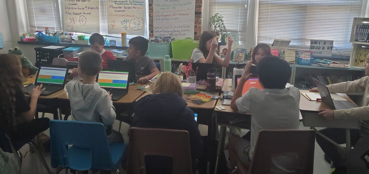 We reviewed multiplying fractions using <a href="/PlayBlooket/">Blooket</a> today. It had us feeling very competitive. @MillstoneElemen <a href="/Millstone_Dist/">MillstoneTwpSchools</a>
