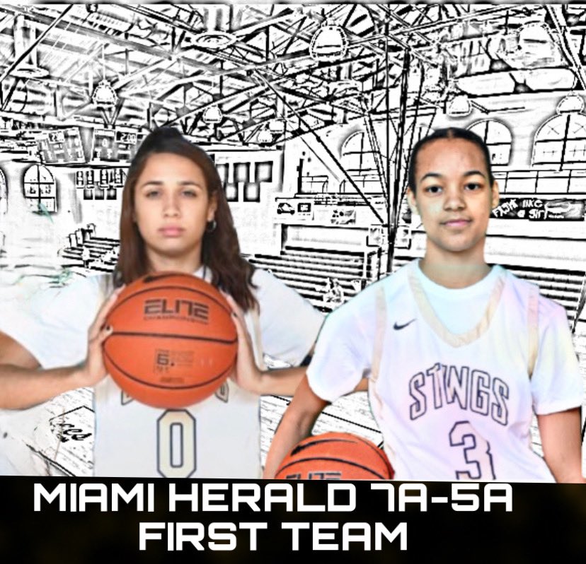 LadyStingsBball's tweet photo. Lady Stings players take over the @HeraldSports All Dade Girls’ 🏀‼️
Player of the Year:
Joelle Wilson 7A-5A
First Team:
Alexia Sanchez
Sydney Wilson
Second Team:
Mia Rowe
Honorable Mention:
Hazel Hernandez
Jamir Cook
#stingfam
@Boozer10 @miamiseniorhigh https://t.co/U1O8pzvLkE