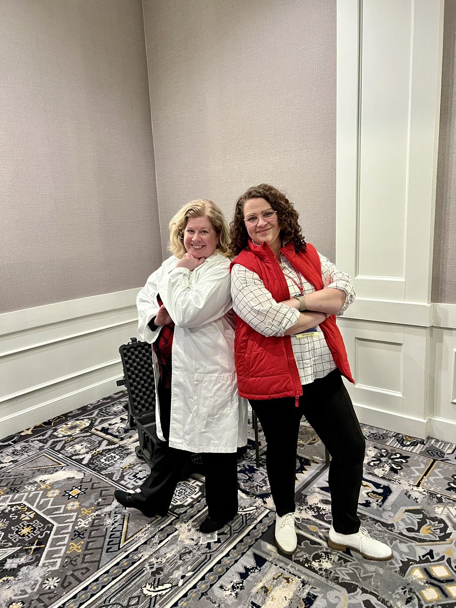cglancaster's tweet photo. Biz & I had fun at #MLASI23 with our Back to the Future theme to promote #connectedlearning with teens using #Digitization kits from @LibraryofMich #MiLibraries https://t.co/WO3lA7R64d
