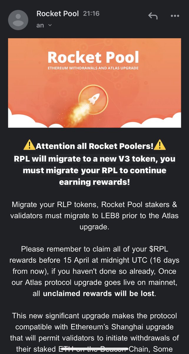 Vusser's tweet photo. Beware !!! there are fake rocketpool Mails in cirulation. @Rocket_Pool https://t.co/GDHPx7kevd