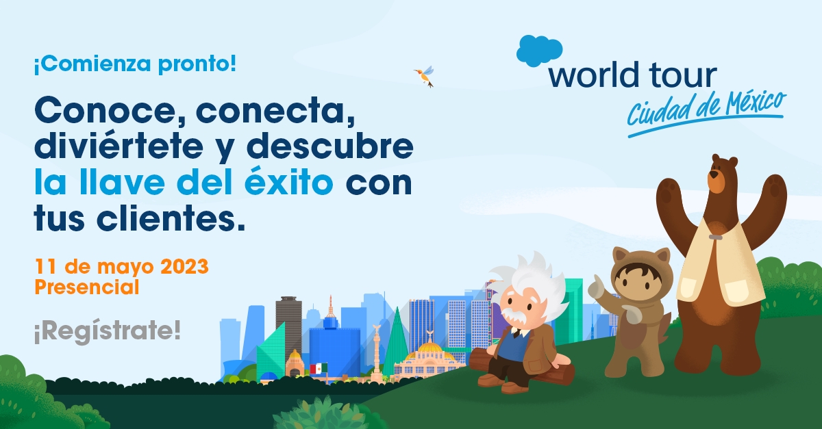 Matute83's tweet photo. ⭐️ ¡El 11 de mayo tendrá lugar Salesforce “World Tour Ciudad de México 2023”! ⭐️
La oportunidad para ofrecer a tus clientes las mejores experiencias https://t.co/R9cKHXPRiX
 #Salesforce #WorldTourCDMX #Trust #Custom... https://t.co/291vYHM7UW