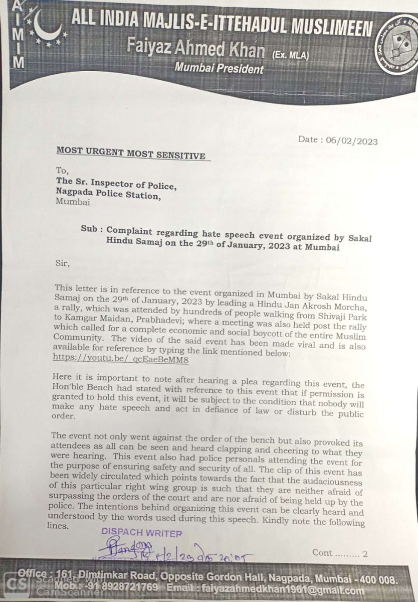FaiyazAhmed1961's tweet photo. Finally,after long period of 2 months @MumbaiPolice has registered FIR against suspended Telangana MLA RajaSingh.If timely action had been taken &amp; he hd been prevented frm spreading hatred in rallies one after the other,there wuld not hv been communal tension in Maharashtra today https://t.co/AEsAuWcMNV