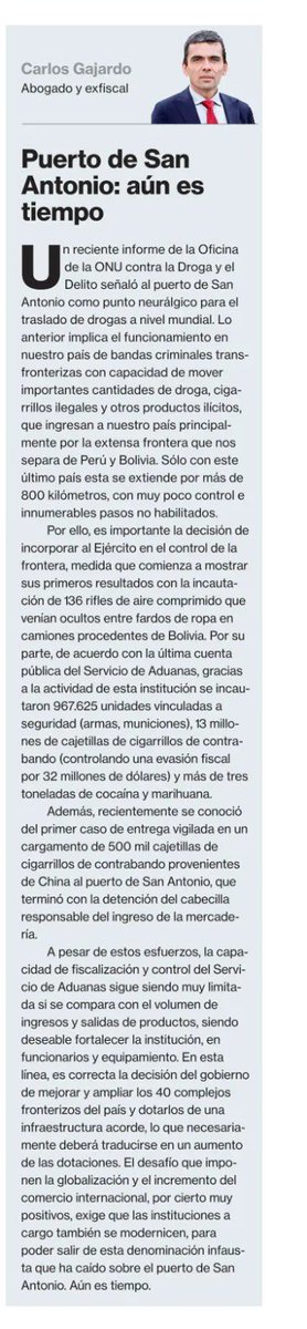 cgajardop's tweet photo. Ha pasado un tanto desapercibido que la ONU considera al puerto chileno de San Antonio como un punto neurálgico para el traslado de la droga a nivel mundial 😳.
Sobre este tema escribí una columna para @La_Segunda 👇🏽 https://t.co/RXwBXBdPvC
