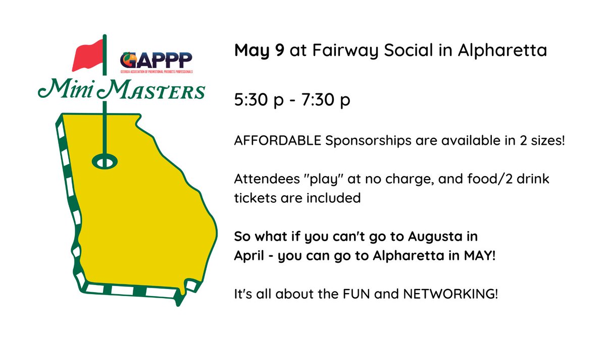 GAPPPorg's tweet photo. Mini Masters on 5/9 - Industry Folks, come on out and have some fun while you're NOT stuck in rush hour traffic!https://t.co/QXBRAl3HeG https://t.co/JSQ7TL1cjh
