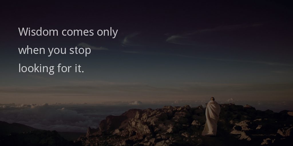 Wisdom comes only when you stop looking for it.
