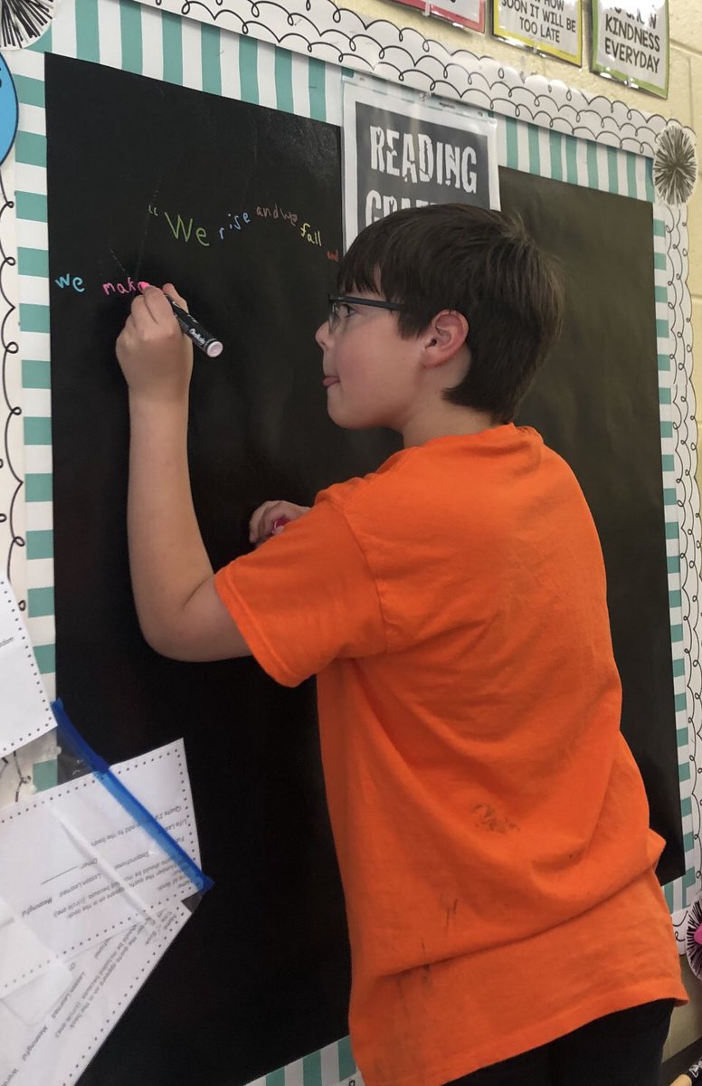 This awesome reader is hyper focused on our new Reading Graffiti board! #noticeandnote #wordsofthewiser #thebookwhisperer @JJESOwls