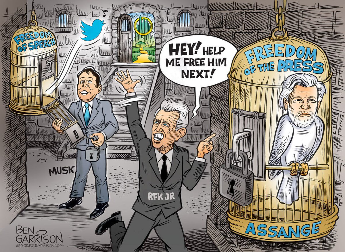 laralogan's tweet photo. There is no America without a Free Press.
There is no Free Press without a free Julian Assange!
@RobertKennedyJr @elonmusk
@wikileaks
@Stella_Assange
@GabrielShipton
Bring back: @grrrgraphics!
#PublishingIsNotACrime
#FreeJulianAssange https://t.co/bnKyFk3bYl