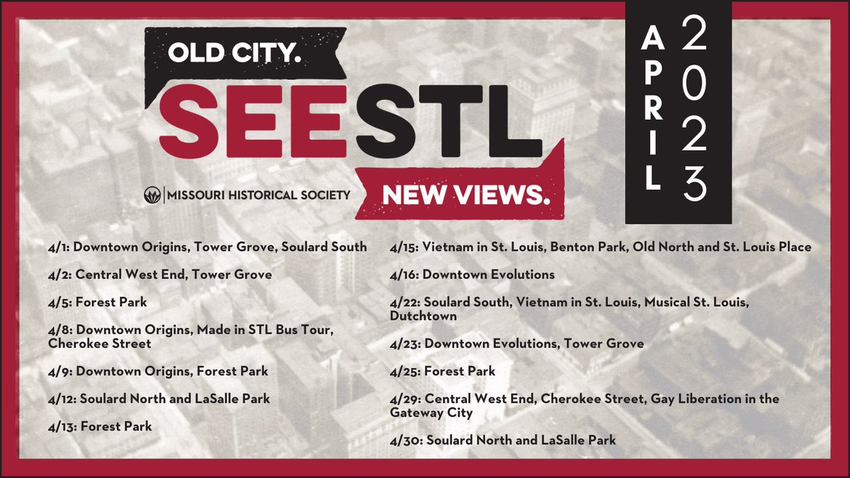 mohistorymuseum's tweet photo. Spring is the perfect time to #SeeSTL on one of our popular walking or bus tours! Insider tip: pair our newest tour, Vietnam in St. Louis, with a visit to the #VietnamSTL exhibit at our sister site, @SoldiersStLouis.
Find your tour at https://t.co/kaOuFQLxxR https://t.co/agDgCiFob2