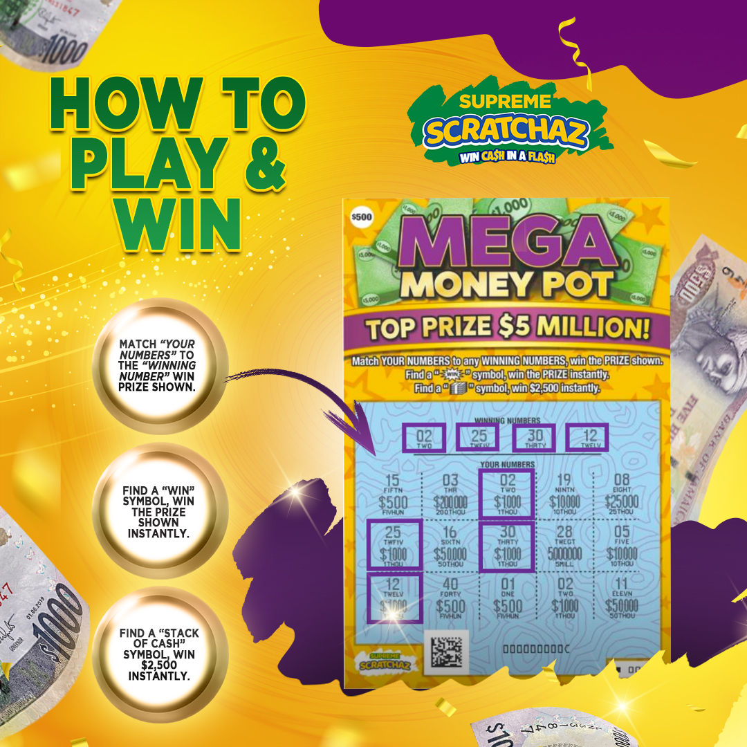 SVLGrp's tweet photo. Play and win MEGA Money Pot #SupremeScratchaz today! 

Buy your tickets at select retail outlets for your chance to scratch and win up to $5 Million.

#SupremeGames #SVGames #PlayandWinwithSVGames #MoneyPot #MoneyPotFamily #Scratchaz https://t.co/LEh5CS1SyH
