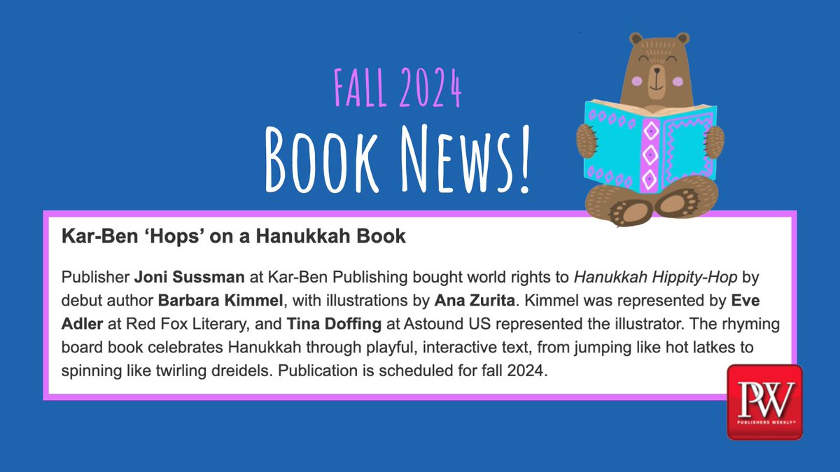 HANUKKAH HIPPITY-HOP, illustrated by the fabulous @AnaZuritaIlust, will hop on shelves in 2024! Thank you, @jonisussman at @KarBenPub and @eve_adler of @RedFoxLiterary for your enthusiasm & guidance! ❤️ #KidLit #BookDeal #BookAnnouncement #DebutBook #Hanukkah
