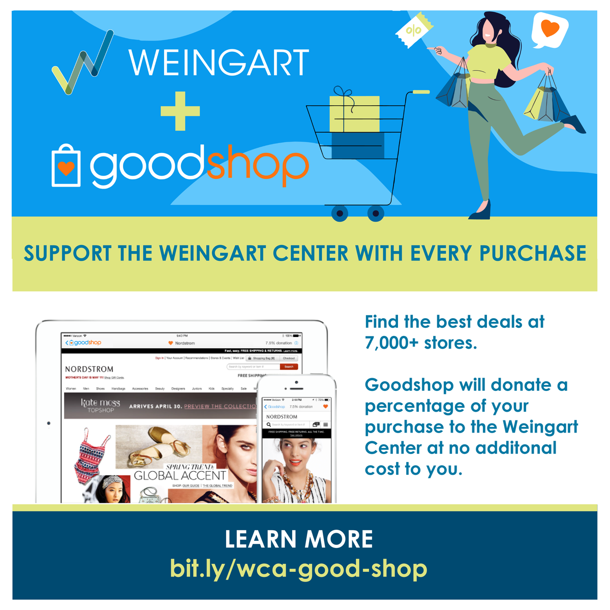 Miss #AmazonSmile? So do we. But here’s some good news…with Good Shop, you can shop at 7000+ stores and they will donate a portion of the sale to the Weingart Center — at no additional cost to you. bit.ly/wca-good-shop