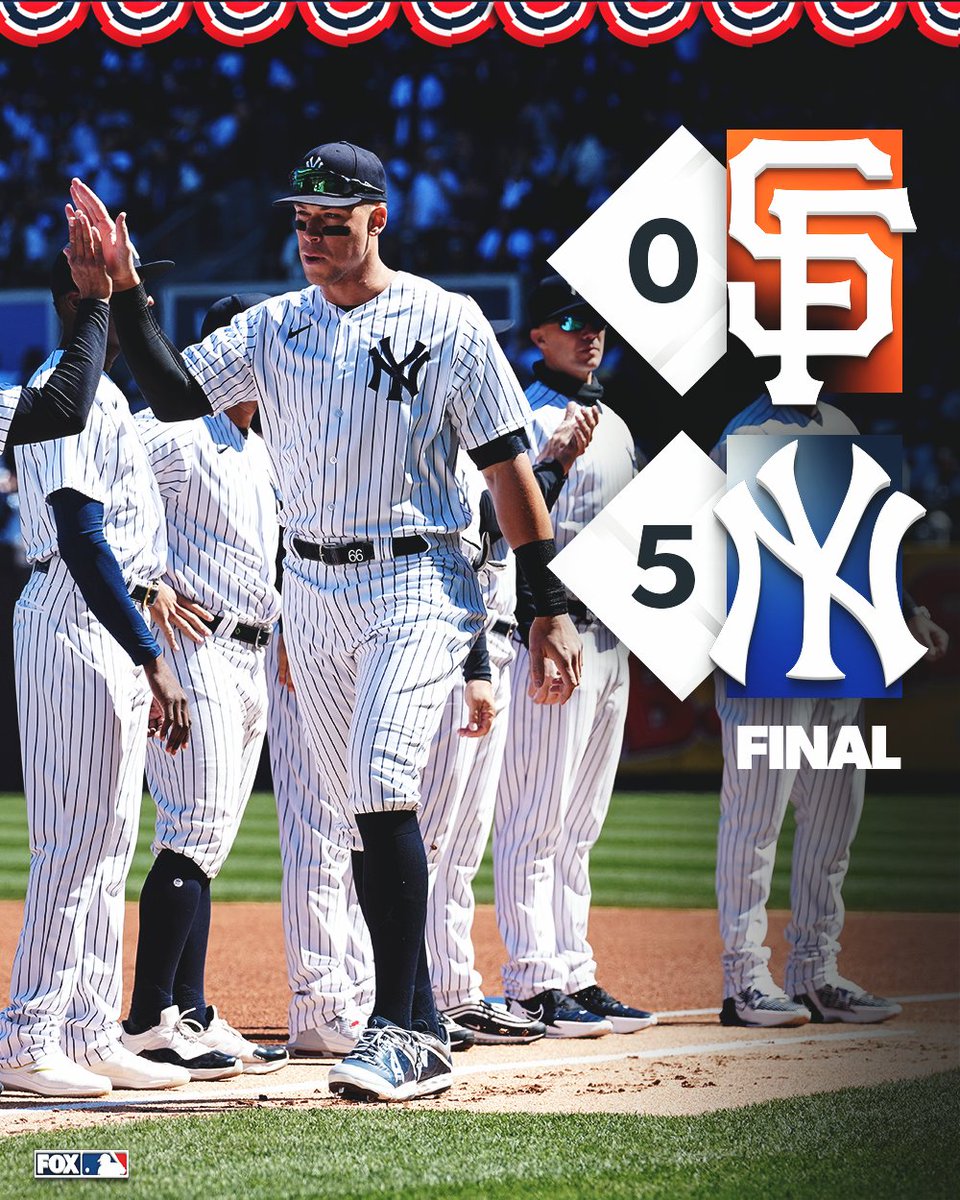 MLBONFOX's tweet photo. The @Yankees get the first W of the 2023 season #OpeningDay https://t.co/wxuBQKf7l8