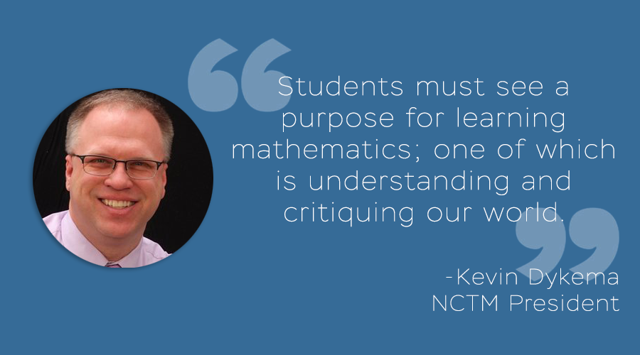 How often do we hear students saying, 'When am I ever going to use this?' Check out this article by NCTM President Kevin Dykema to learn strategies to engage students. tinyurl.com/yc232jcb  #matheducation #mathed @kdykema