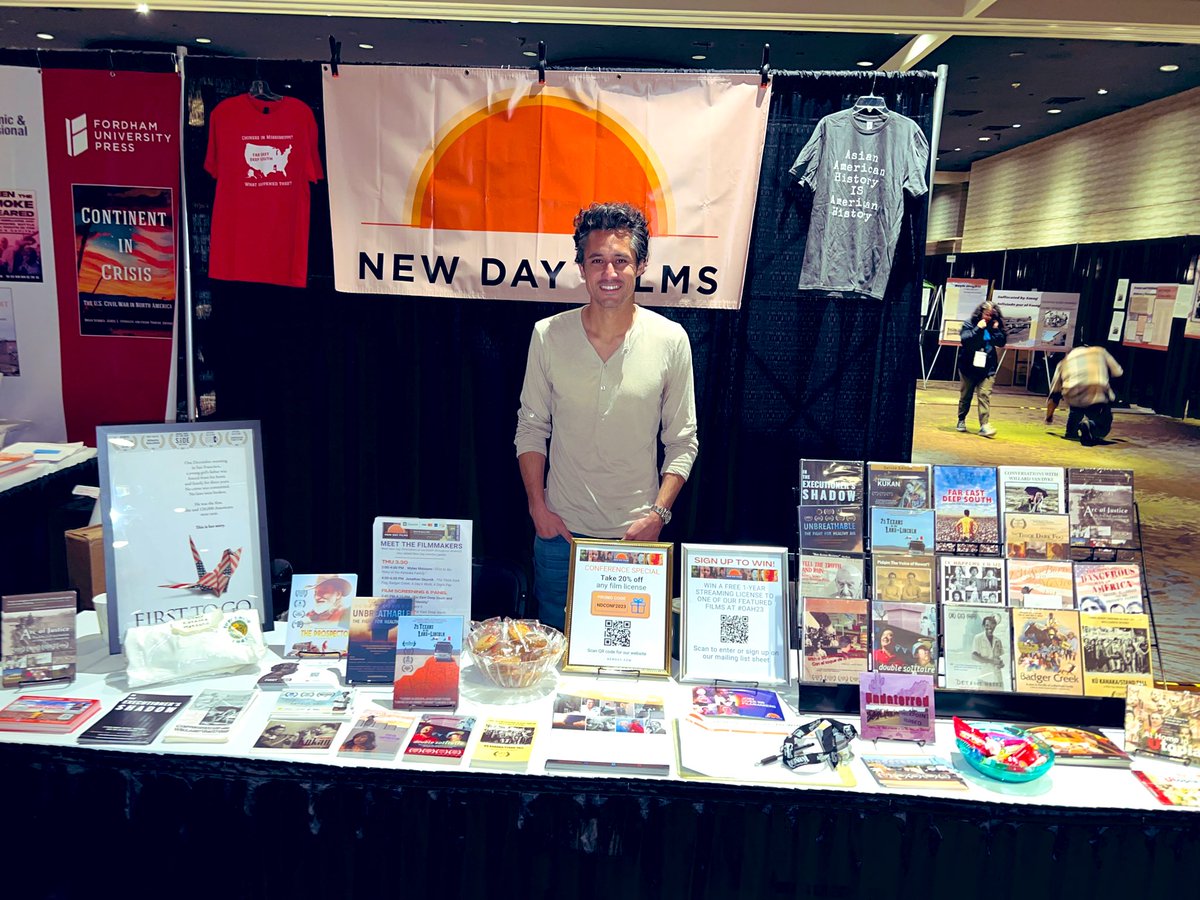 newdayfilms's tweet image. Meet New Day filmmaker @MylesMatsuno today 2-4pm at #OAH2023 in Exhibit Hall! 
Stop by to enter to win 1-yr free streaming license to one of our showcased films. Grab an almond cookie &amp;amp; candy while you’re there! 
#OAH23 @The_OAH