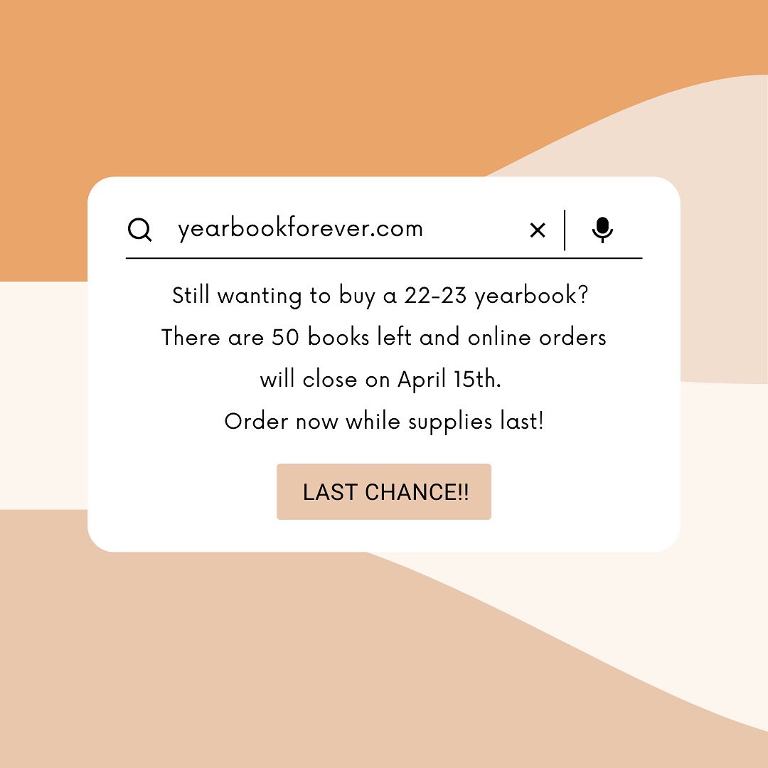 Our staff has worked very hard to complete our book and we can’t wait for you to get yours! Order while supplies last at… 
yearbookforever.com