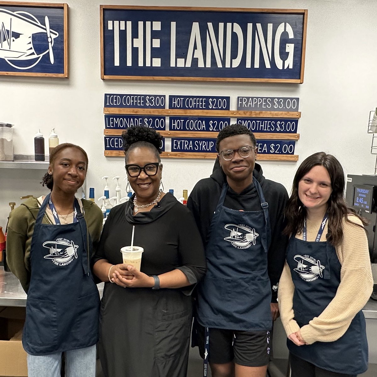 We welcomed district superintendent Dr. Thompson this morning as she kicks off her “coffee crawl” of high school coffee shops. Watch for us in the next Strategic Plan Van video! 💙✈️ #WPSproud #WeFlyTogether