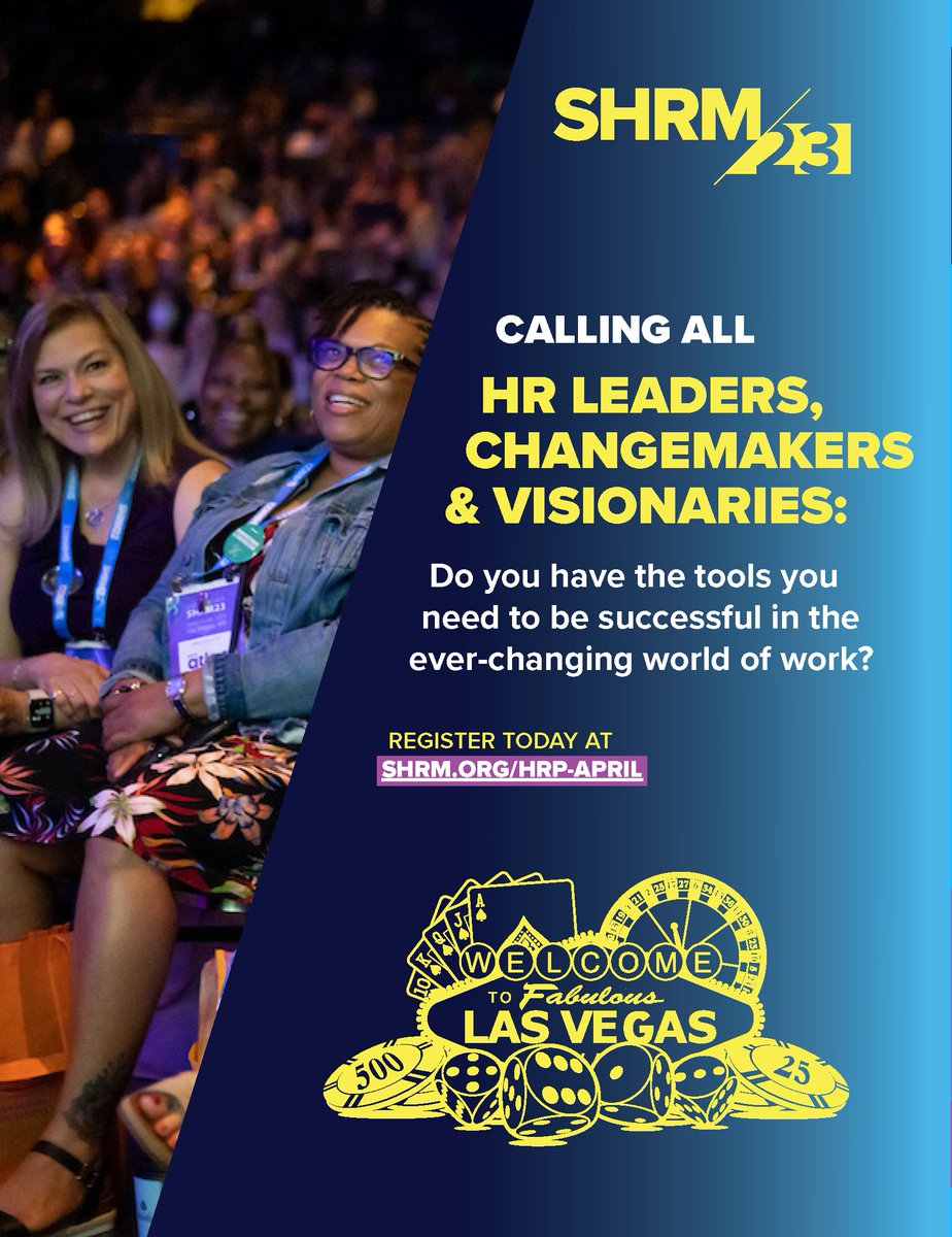 Are you going to SHRM23 in Vegas June 11-14? If so, please let me know! We are planning a large group photo from the conference. I hope you will join us! Fun! cynthia@hrprosmagazine.com Register today at SHRM.org/HRP-April See you in Vegas! #SHRM23 #HRPros