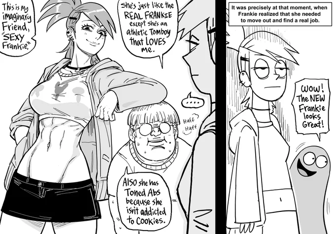 Patreon request: 
Imaginary Frankie Foster with ripped abs.
(I've only seen one episode of Foster's and it was the cookie addiction one.) 