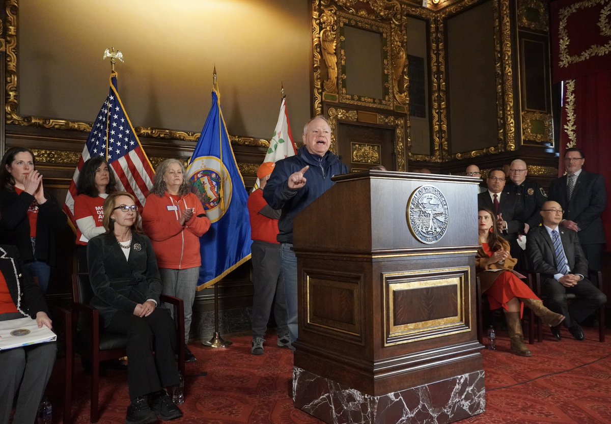 GovTimWalz's tweet image. Here in Minnesota, we're going to honor the lives lost in the Nashville elementary school shooting by passing commonsense gun violence prevention measures into law – like red flag laws and background checks.
 
For the safety of our children, Minnesota can and must lead on this.