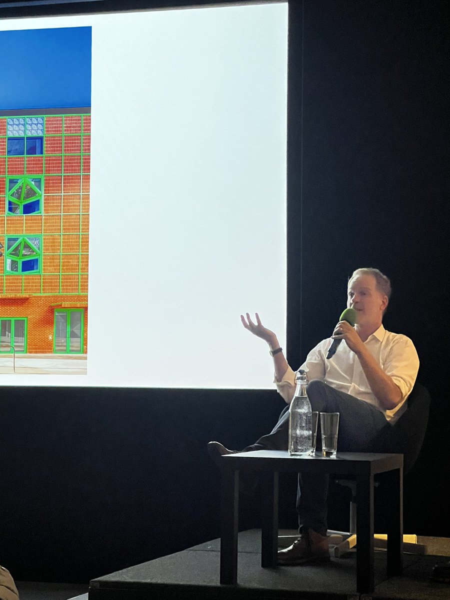 David Kohn @davidkohnarch of @officeDKA at tonight’s @DesignWest1 talk @wshed on the @RIBA award-winning The Red House (not pictured!), quite a bit more than a brick house with a pitched roof! There’s so much unambitious architecture, it’s good to provoke reaction, he says.