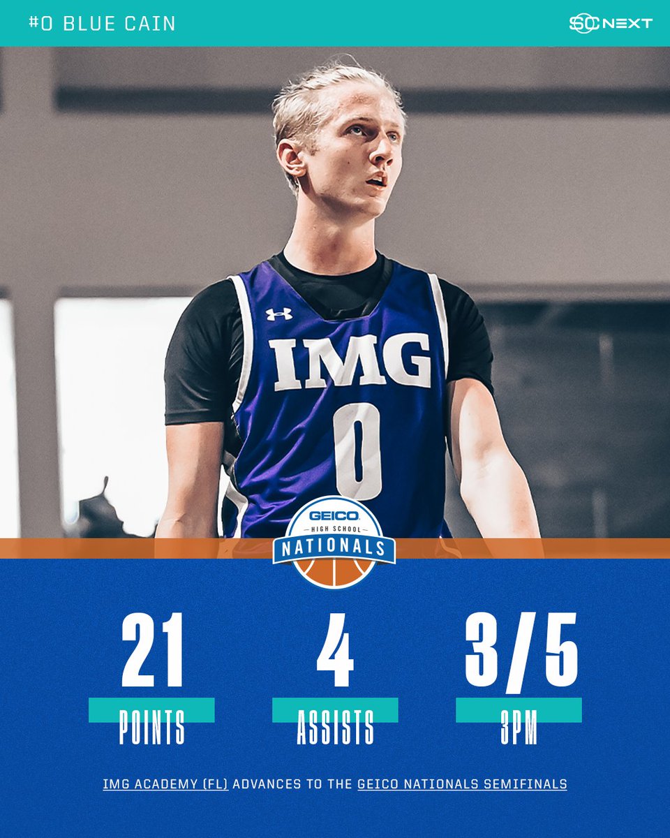IMG is moving on to the #GEICONationals semis! Three point win over Prolific Prep thanks to Blue Cain's big day 🥶 <a href="/IMGABasketball/">IMG Academy Basketball</a>