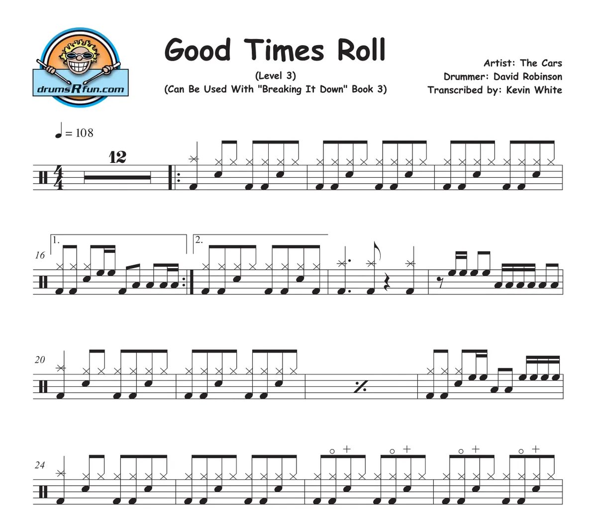 drumsrfun's tweet photo. New Drum Chart for #tbt #TheCars “Good Times Roll” 1979 release charted at 41 on Billboard Hot 100. Available for Level 2 and Level 3 drummers https://t.co/RFDJM8LJkR
#drumsrfun #drumsheets #drumchart #drummer #drumteacher #drums #learndrums https://t.co/QvmspLJ8zg