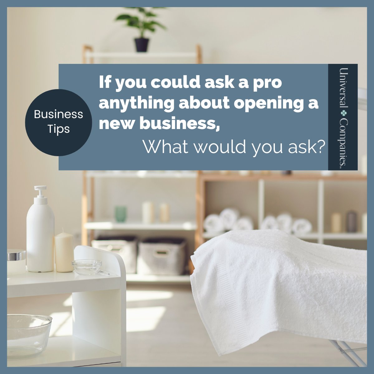 Universalcos's tweet photo. It's time for our weekly Q&amp;A session with you, the spa professional. Today, we're excited to learn - If you could ask a pro anything about opening a new business, what would you ask? Please tell us in the comments! #spabusiness https://t.co/PN7HEm38O9