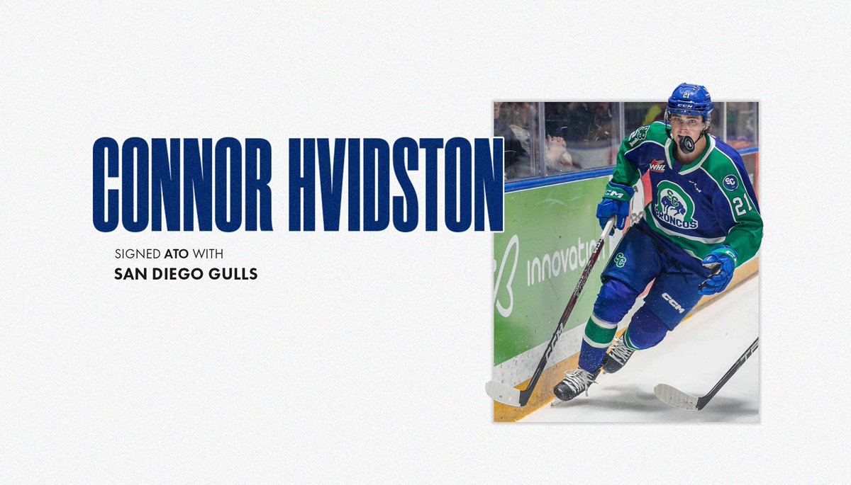 SCBroncos's tweet photo. NEWS: Connor Hvidston has signed an Amateur Tryout with the San Diego Gulls of the American Hockey League.

🔗 https://t.co/47fKbeokXl https://t.co/8gArlM2DbU