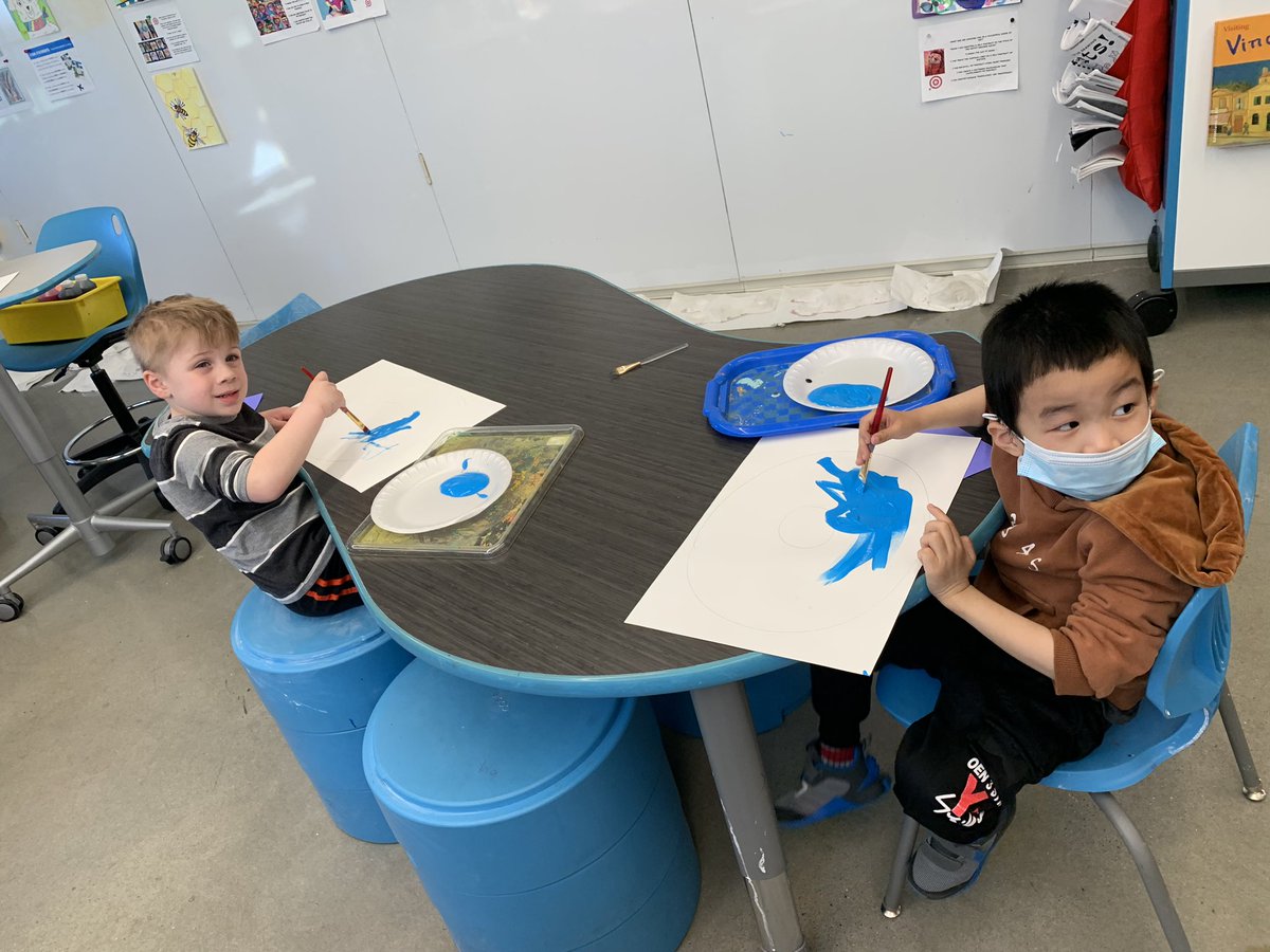 Pre-k got to visit the art room today! Art was blooming 🌸🌼