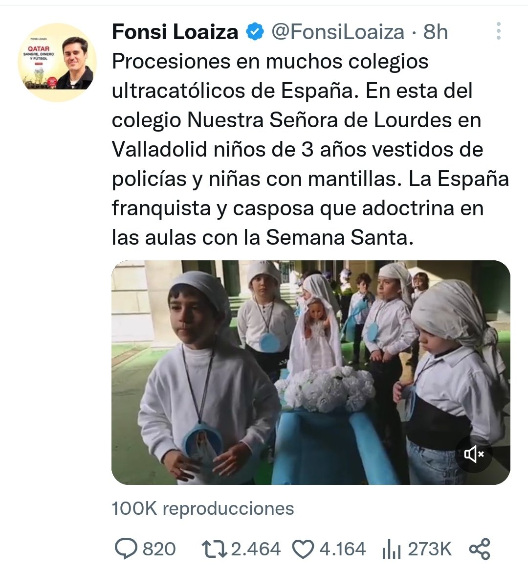 Ay. Fonsi ha borrado el tuit. 
Pero. ¿Se cree que no iba a guardar la captura? 😉
Aquí a disposición del padre o madre que lo quiera denunciar. 😉