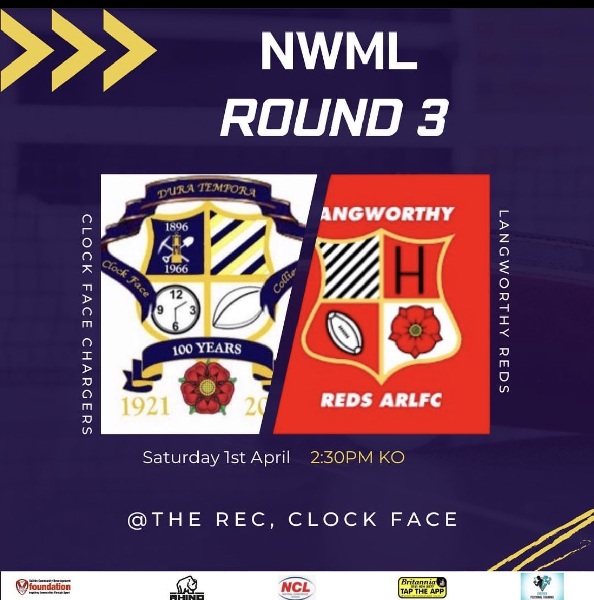 Get down to the Rec this Saturday to support our NWML Clock Face Chargers against @LangworthyReds #CFM #COYC