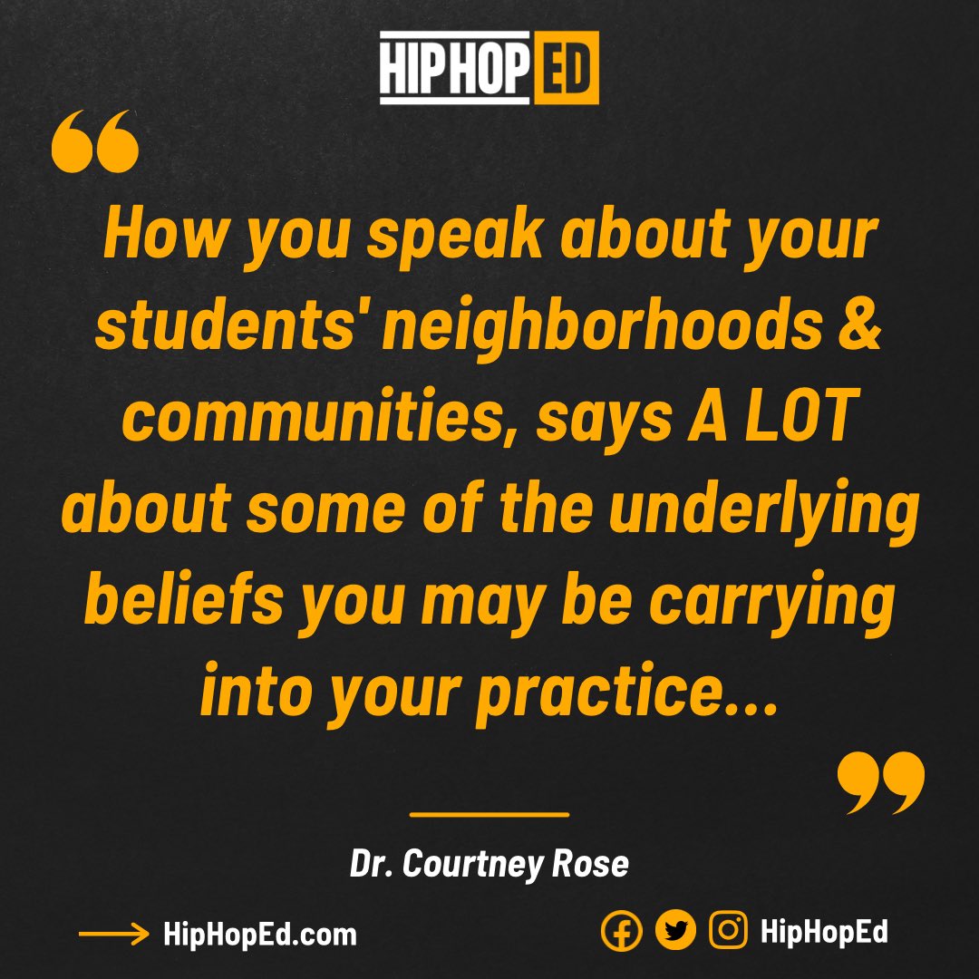TheRealHipHopEd's tweet image. “Now, more than ever, our students NEED to see &amp;amp; feel us teaching from the depths of humanity &amp;amp; radical love… I am exactly where I need to be.” - @DrCourtneyRose! ⚡️

[Full post: instagram.com/p/CqbBqv9uJCb/…] #HERstory #RealityPedagogy #TheWork #HipHopEd #TeachLiketheWorldisonFire 🔥