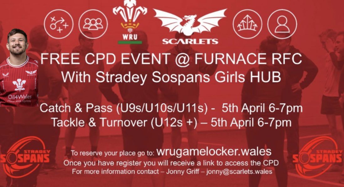 Jonnygriff10's tweet photo. CPD next Wednesday, Shaun Evans of @scarlets_rugby will be assisting with delivery to @StradeySospans if anyone wishes to learn from a pro register below ⬇️ 

https://t.co/pwzExOmSYm 

@DarcyTh16849188 @aledparry @rfc_kidwelly https://t.co/WobYhV7kdf