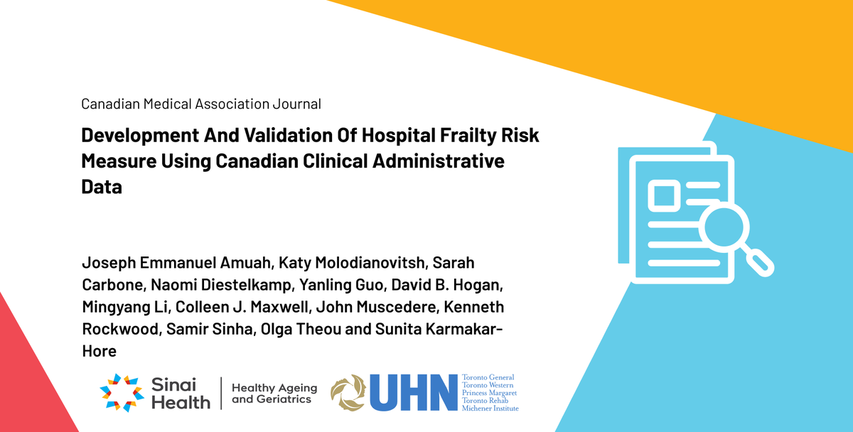 New publication with <a href="/DrSamirSinha/">Samir Sinha</a>, <a href="/Krockdoc/">Kenneth Rockwood</a>, <a href="/sarah_carbone1/">Sarah Carbone</a>, <a href="/ndiestelkamp/">Naomi Diestelkamp</a>, <a href="/jeamuah/">Joseph Emmanuel Amuah, PhD 🇬🇭 🇨🇦</a>  and uses #CIHI administrative data to develop and validate the <a href="/CIHI_ICIS/">CIHI_ICIS</a>  Hospital #Frailty Risk Measure (HFRM)! cmaj.ca/content/195/12…