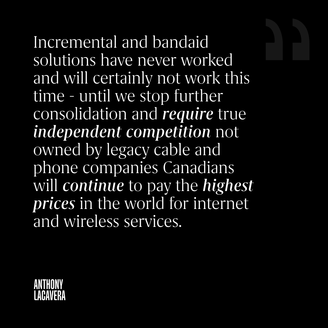 AnthonyLacavera's tweet image. While our Government is tinkering with roaming rates and add-on fees in this budget, Minister Champagne is poised to approve the disastrous Rogers/Shaw merger that will see the obvious elephant in the room freely trample Canadians with even higher budget.canada.ca/2023/home-accu……