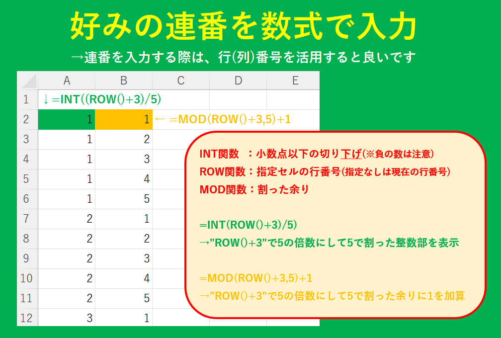 chanryo_eff's tweet image. 『連番を数式で求める』

行番号や列番号を活用して数式を作成する良いです😆

#Excel 
#エクセル 
#駆け出しエンジニアと繋がりたい