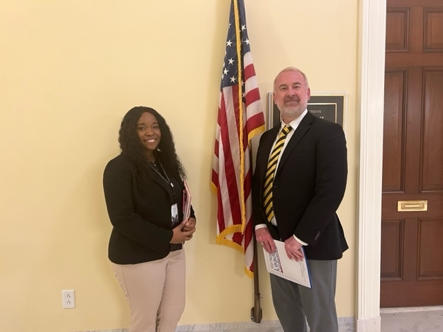 school_peach's tweet photo. Our very own Dr. Davis, representing Peach County, leads a group of school leaders from across the state each year to travel to Washington, D.C., to advocate for public education in Georgia. Here, they are pictured engaged in this work this week. https://t.co/oDNv92Wg5G