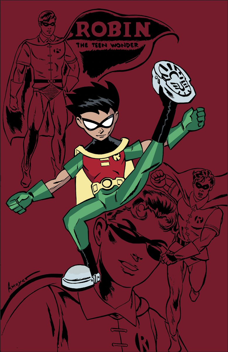 #WIP of a #TeenTitans Robin piece, fun to play with comic and animated renderings in one piece! #titansgo #illustration #Robin