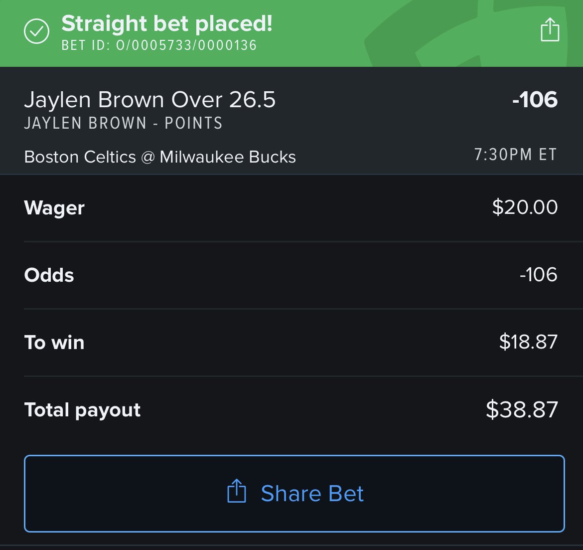 letsgettergoinn's tweet photo. Two more straight bets for tonight we’re already 1-0 on the day!
1 unit - Jaylen Brown o26.5 PTS -106 FD
2 units - Shohei o6ks + Giannis o29.5 PTS +170 FD BOOST
Follow for more let’s make some money!!
#fanduel #draftkings #gamblingtwitter #nbapicks #nhlpicks #prizepicks #sports #money #gettergoin