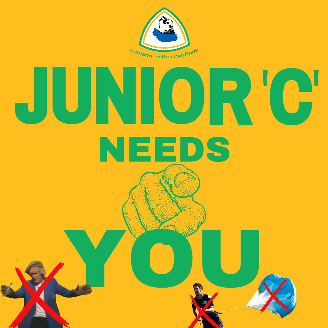 CorofinGAA's tweet photo. Junior C Training
Fridays @ 8pm, Belclare Astro

Remember: Sprints❌️
Jon Kenny style lambastings❌

Just a focus on participation &amp; Game-Based training. Young, Not Young, Dads, Lads, Parish Newcomers, all welcome to join!

Please register before training
https://t.co/JqV9pKfEya https://t.co/lnMpNZl76A