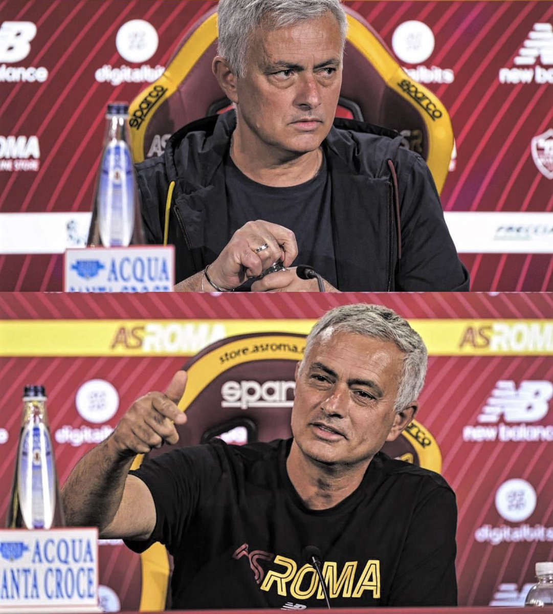 FBAwayDays's tweet photo. José Mourinho to a journalist today: 

“I expected a much more aggressive, negative and violent question after listening to you on the radio. You are much more aggressive and violent on the radio but when you come here, you shit yourself in front of me." 

Classic José! 🤣👏 https://t.co/2rGFTLEiP2