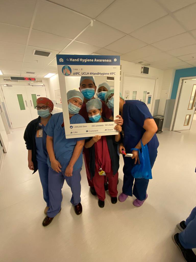 ipc_uclh's tweet photo. The theatre team @uclh is on a mission to stop the spread of infection. 🚫🦠 🙌🏽😎 #CleanHandsSaveLives #ScrubTeam #InfectionPrevention #OneTeam💙 https://t.co/jbA6iUY1Xm