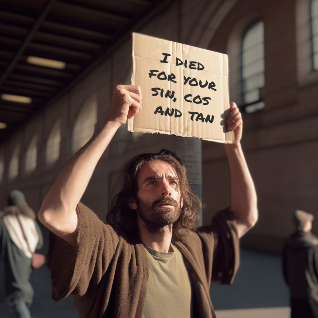 JesusWithASign's tweet photo. I need better jokes https://t.co/B78n96ekOC