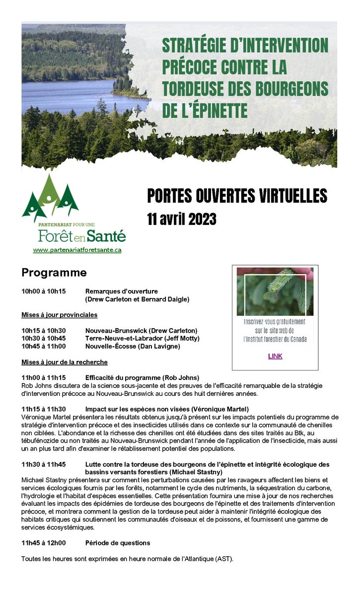 CIF_IFC's tweet photo. Join us for on April 11th for the Spruce Budworm Early Intervention Strategy Virtual Open House, hosted by the Healthy Forest Partnership @HealthyForestP1 🌲🐛🖥️ Register for free here: https://t.co/vTVtZovmRw https://t.co/OjYAiyRqwX