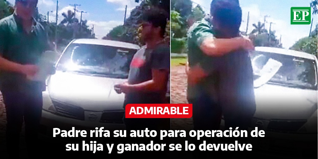 Diario_EP's tweet photo. #Mundo | Alberto Carísimo (30) vive en #Paraguay y tiene a su hija Susana de 8 años que necesita ser operada. Al no tener suficientes recursos, Alberto decidió #rifar su carro. Sin embargo, no imaginó que el #ganador del sorteo le iba a devolver su vehículo. (1/2) https://t.co/gTV37NThXy
