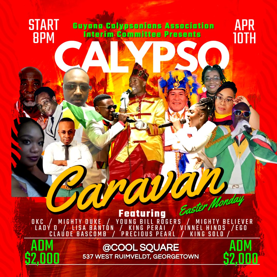 SSignalProducts's tweet photo. Greetings everyone, during the Easter weekend, you must Support the Calypsonians in their bid to take control of their artform with their 1st Calypso Caravan on Easter Monday at Cool Square Check out the flyers and order your ticket from Cool Squareand Wireless Connections!! https://t.co/tWTlK2MMZf